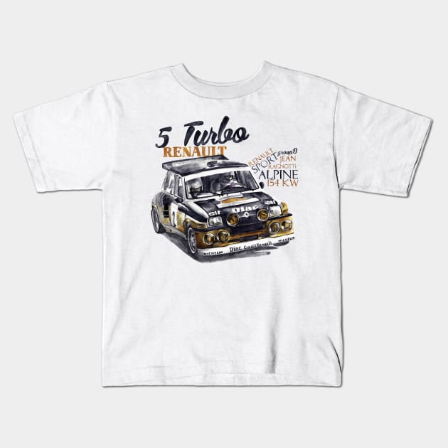 Rally group B: Renault 5 Turbo Kids T-Shirt by dareba